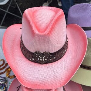 Pink Western Cowgirl Hat with Heart Detail
